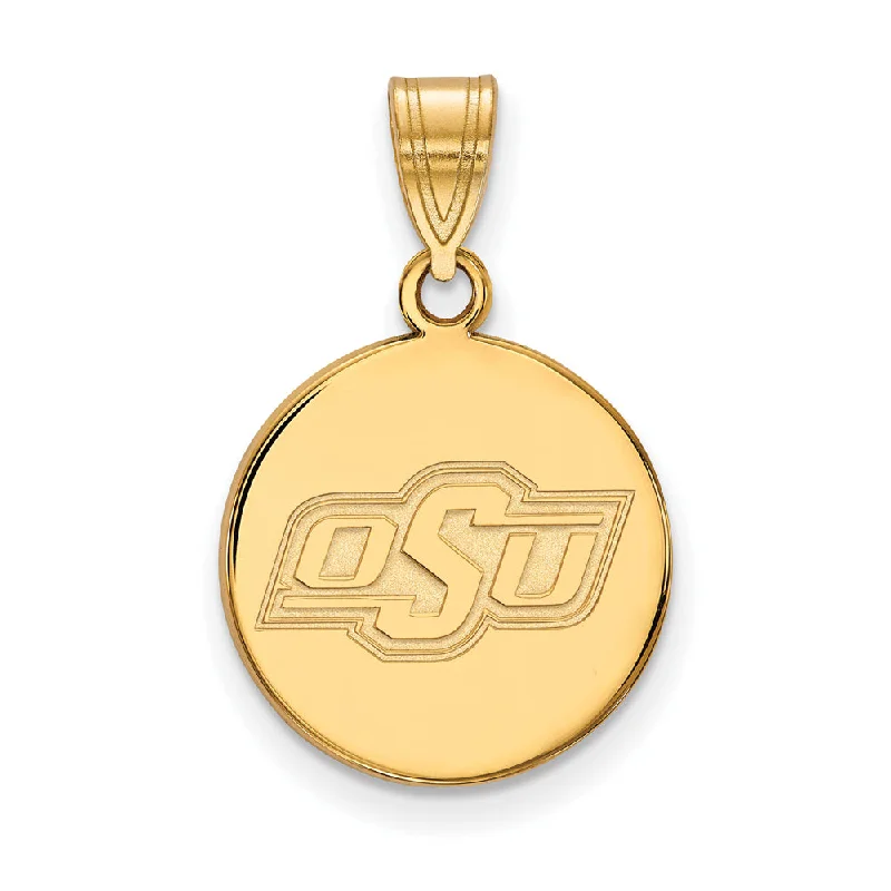 Gemstone - Encrusted Pendants with a Sparkling Centerpiece14k Yellow Gold Oklahoma State Medium Disc Pendant