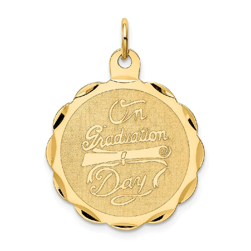 Initial Letter Pendants for a Personalized Touch14k Yellow Gold On Graduation Day with Diploma Circle Pendant, 22mm