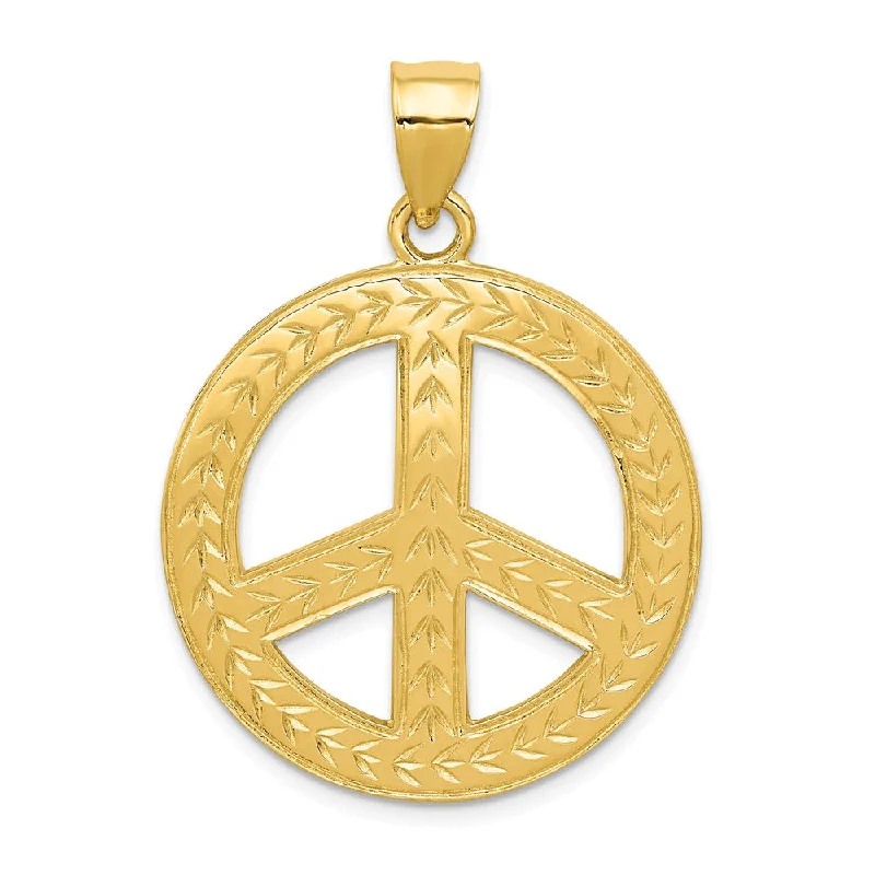 Gemstone - Encrusted Pendants with a Sparkling Centerpiece14k Yellow Gold Peace Sign with Wheat Pattern Pendant, 28mm (1 1/8 in)