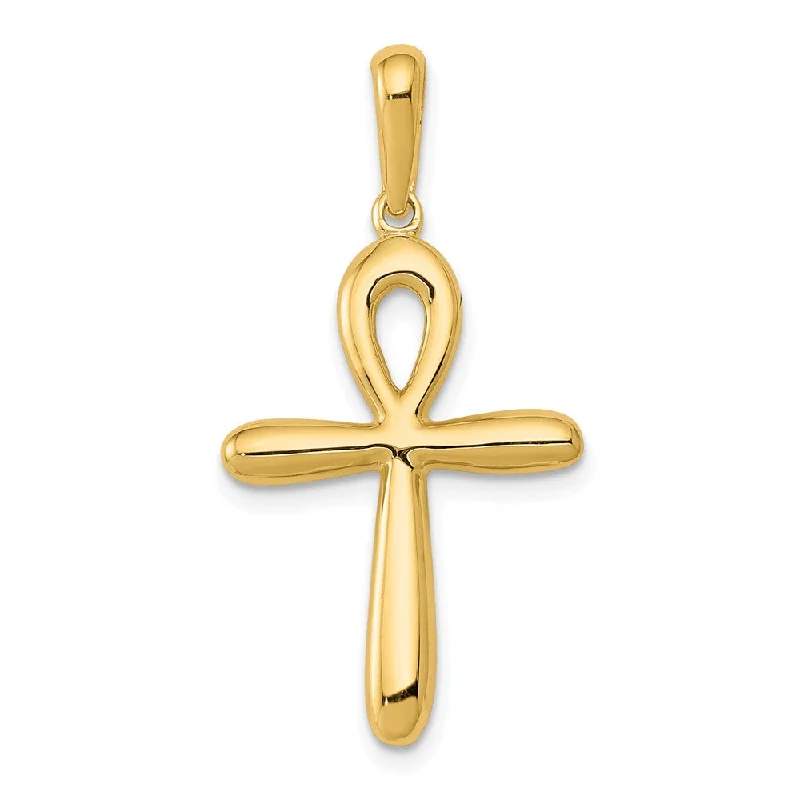 Charm Pendants with Multiple Small Decorative Elements14k Yellow Gold Polished 2D Ankh Cross Pendant, 16 x 32mm