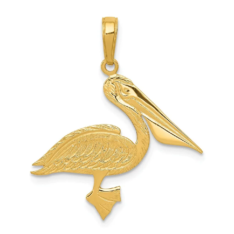 Charm Pendants with Multiple Small Decorative Elements14k Yellow Gold Polished Flat Pelican Pendant