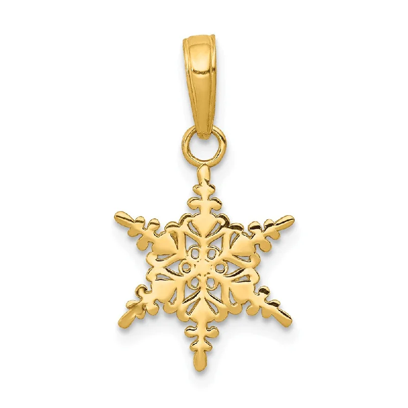 Charm Pendants with Multiple Small Decorative Elements14k Yellow Gold Polished Small Snowflake Pendant, 12mm