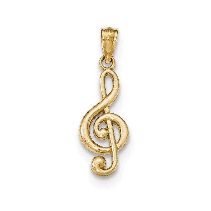 Religious Pendants with Cross or Star of David Designs14k Yellow Gold Polished Treble Clef Pendant, 9 x 25mm (3/8 x 1 inch)