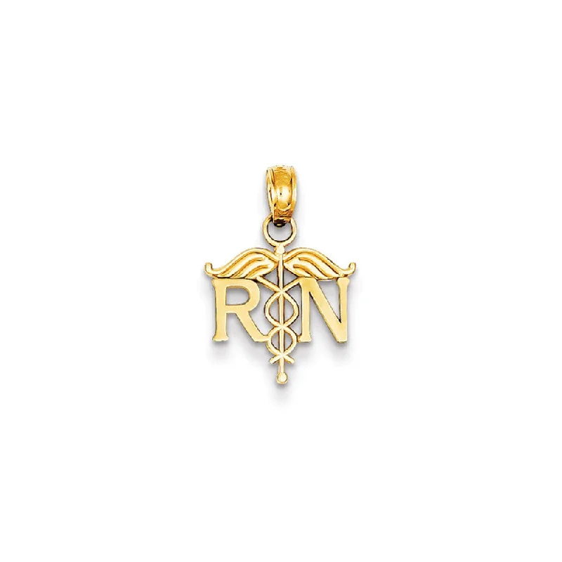 Charm Pendants with Multiple Small Decorative Elements14k Yellow Gold Registered Nurse Pendant