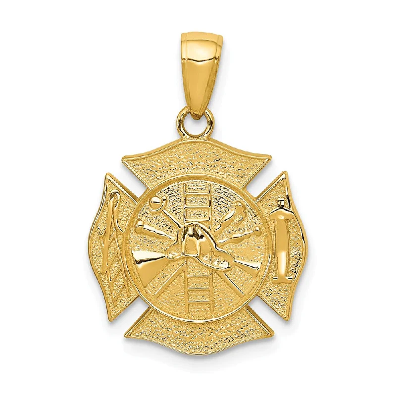 Charm Pendants with Multiple Small Decorative Elements14k Yellow Gold Reversible Fire Department Shield Pendant