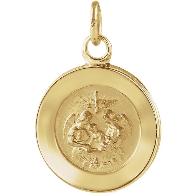 Animal - Shaped Pendants in Sterling Silver14k Yellow Gold Round Solid Baptismal Medal Charm or Pendant