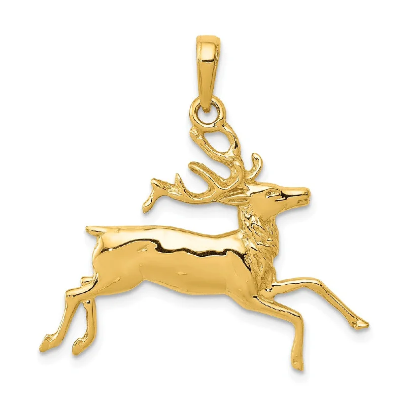 Religious Pendants with Cross or Star of David Designs14k Yellow Gold Running Deer Buck Pendant