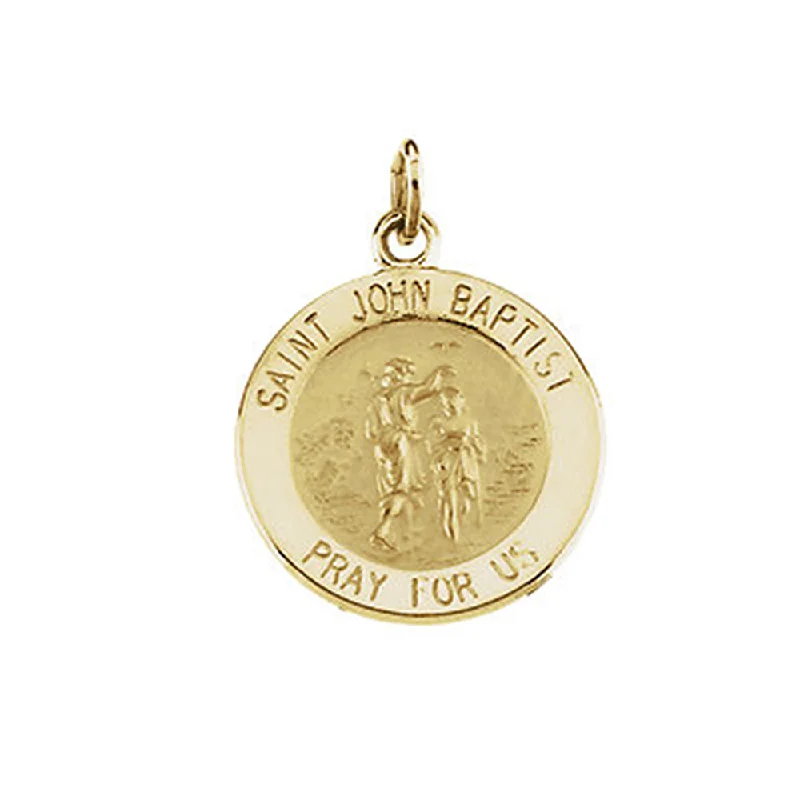 Charm Pendants with Multiple Small Decorative Elements14k Yellow Gold Saint John the Baptist Medal Charm or Pendant, 18mm