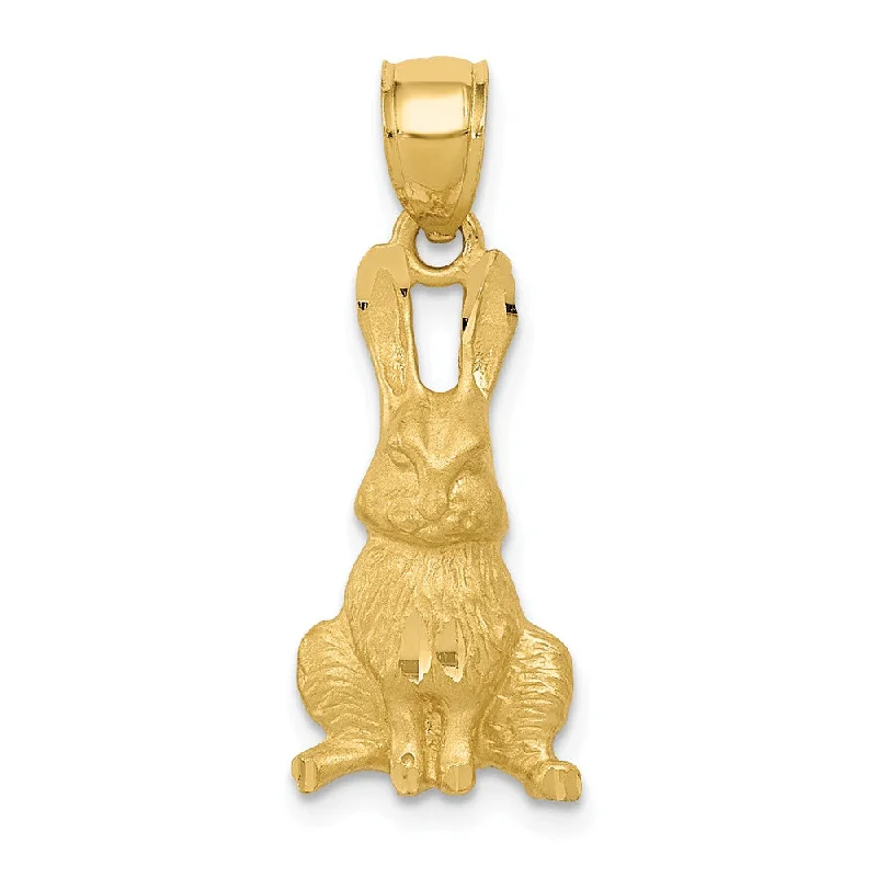 Charm Pendants with Multiple Small Decorative Elements14k Yellow Gold Satin and Diamond Cut Rabbit Pendant, 10mm