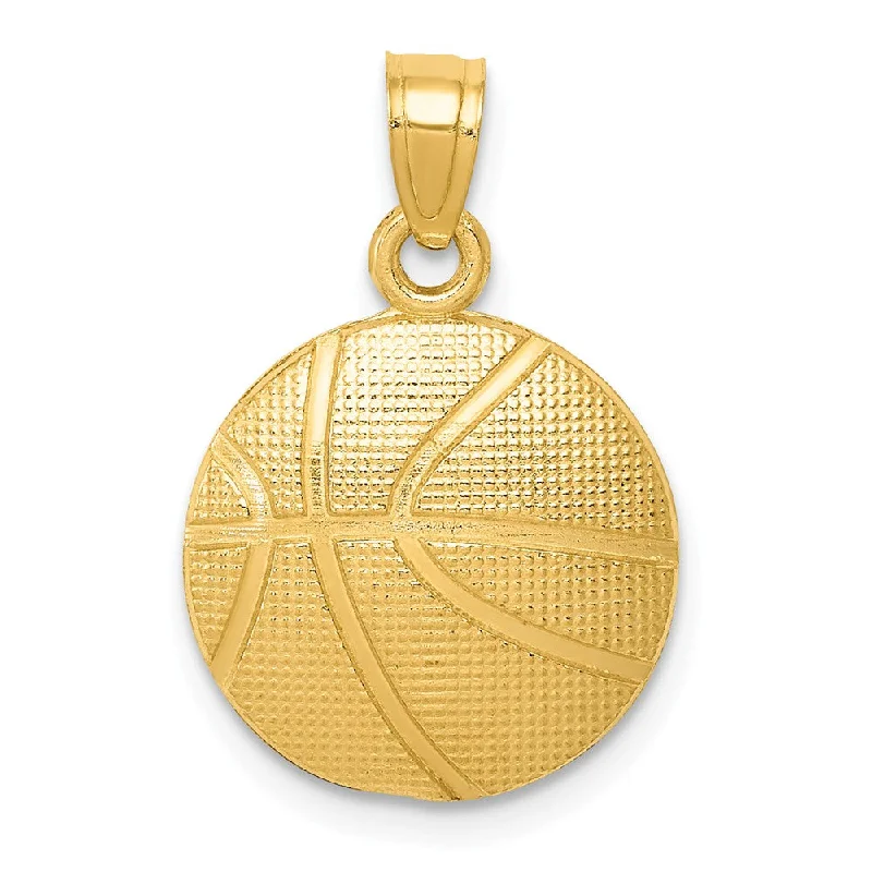 Religious Pendants with Cross or Star of David Designs14k Yellow Gold Satin and Textured Basketball Pendant, 13mm