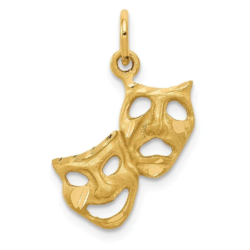 Initial Letter Pendants for a Personalized Touch14k Yellow Gold Satin Diamond Cut Comedy and Tragedy Mask Charm