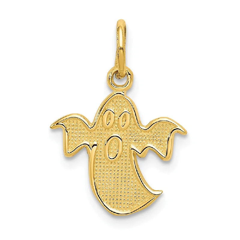 Gemstone - Encrusted Pendants with a Sparkling Centerpiece14k Yellow Gold Satin Textured Ghost Charm or Pendant, 12mm