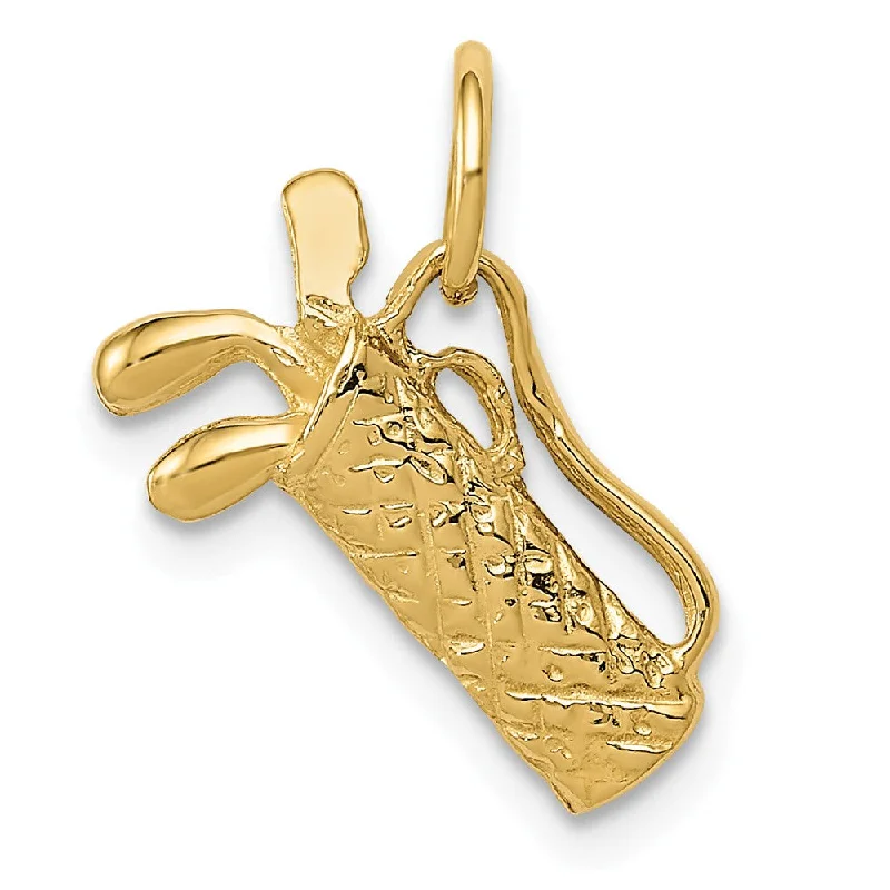 Initial Letter Pendants for a Personalized Touch14k Yellow Gold Small 3D Golf Bag and Clubs Charm