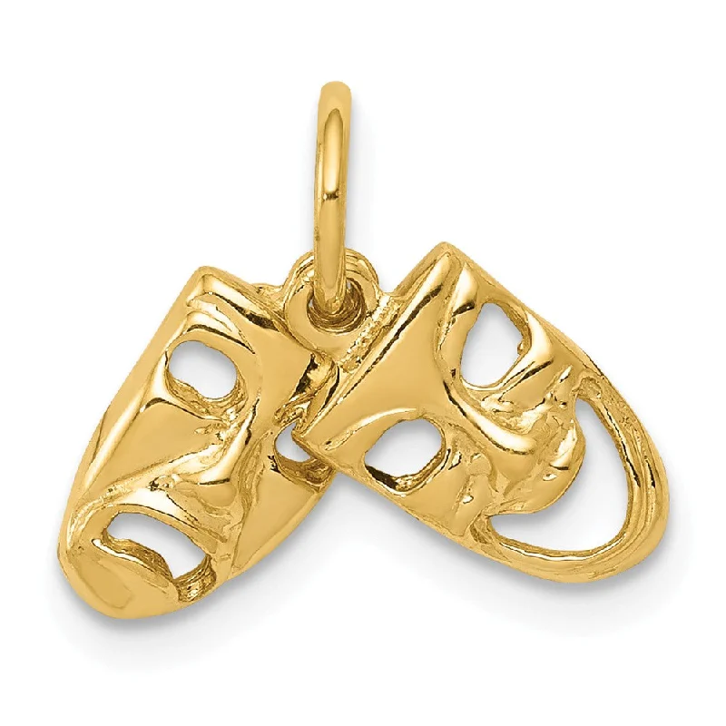 Religious Pendants with Cross or Star of David Designs14k Yellow Gold Small Comedy and Tragedy Mask Charm