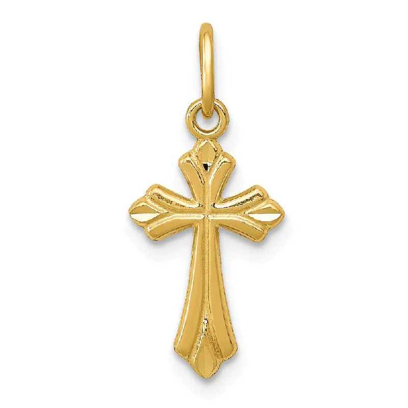 Gemstone - Encrusted Pendants with a Sparkling Centerpiece14k Yellow Gold Small Fleur de Lis Cross Charm or Pendant, 9 x 20mm