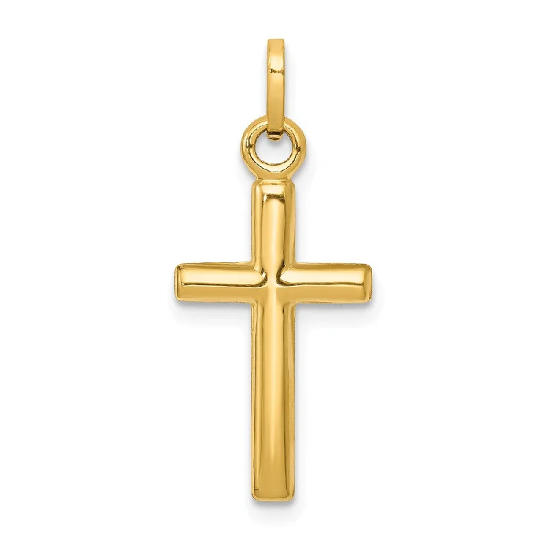 Initial Letter Pendants for a Personalized Touch14k Yellow Gold Small Hollow Polished Cross Charm or Pendant, 10x25mm