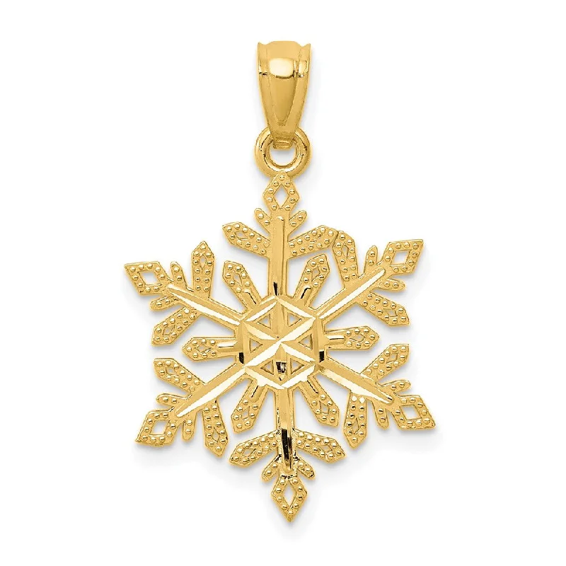 Religious Pendants with Cross or Star of David Designs14k Yellow Gold, Snowflake Pendant