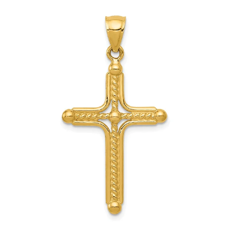 Animal - Shaped Pendants in Sterling Silver14k Yellow Gold Solid 2D Budded Cable Cross Pendant, 18 x 36mm