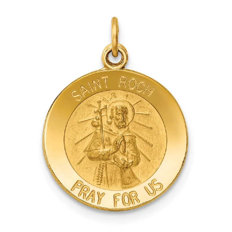 Religious Pendants with Cross or Star of David Designs14k Yellow Gold Solid St. Roch Medal Charm or Pendant