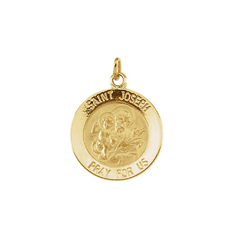 Religious Pendants with Cross or Star of David Designs14k Yellow Gold St. Joseph Medal Disc Charm or Pendant, 18mm