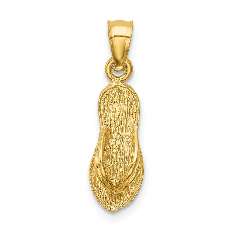 Initial Letter Pendants for a Personalized Touch14k Yellow Gold Textured Flip Flop Pendant, 6 x 22mm (1/4 x 7/8 Inch)