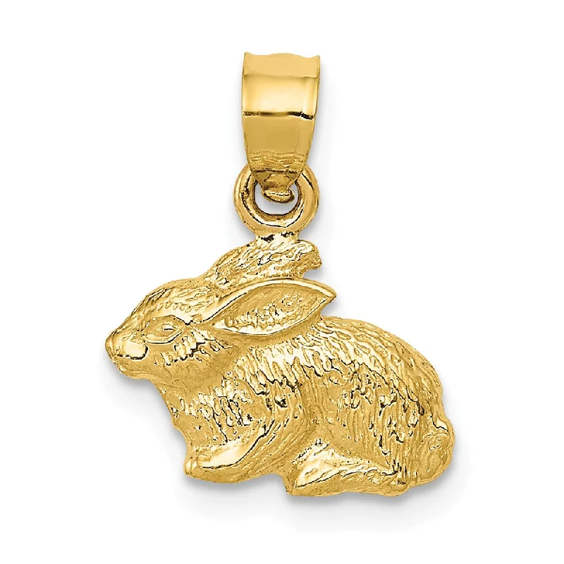 Animal - Shaped Pendants in Sterling Silver14k Yellow Gold Textured Rabbit Pendant, 13mm