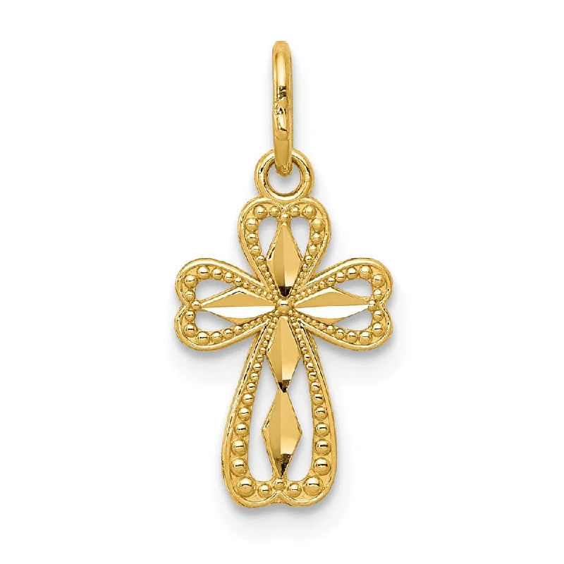 Gemstone - Encrusted Pendants with a Sparkling Centerpiece14k Yellow Gold Tiny Heart Cross Charm or Pendant, 8 x 18mm