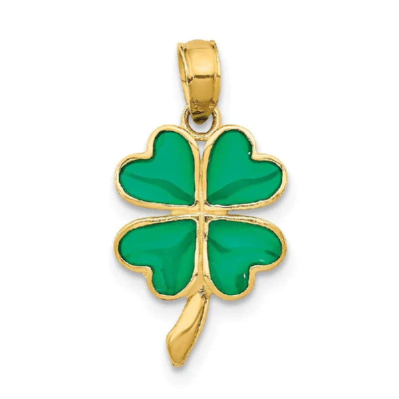 Animal - Shaped Pendants in Sterling Silver14k Yellow Gold Translucent Acrylic 4 Leaf Clover Pendant, 10mm