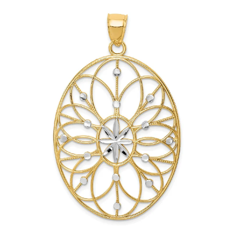 Animal - Shaped Pendants in Sterling Silver14k Yellow Gold & White Rhodium Oval Filigree Pendant, 30mm