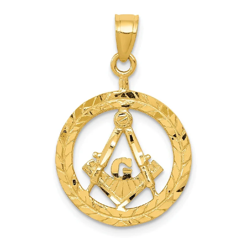 Animal - Shaped Pendants in Sterling Silver14k Yellow Gold Wreath with Masonic Symbol Pendant, 16mm (5/8 Inch)