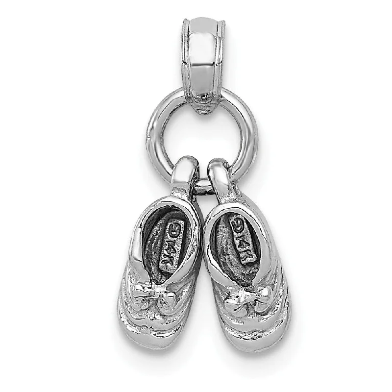 Religious Pendants with Cross or Star of David Designs14k Yellow or White Gold 3D Baby Shoes Charm or Pendant, 9mm (3/8 in)