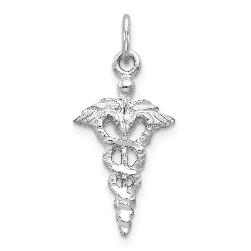 Gemstone - Encrusted Pendants with a Sparkling Centerpiece14k Yellow or White Gold 3D Caduceus Charm or Pendant, 11 x 26mm