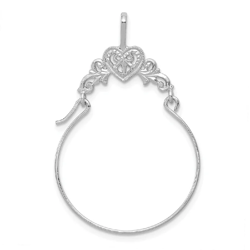 Gemstone - Encrusted Pendants with a Sparkling Centerpiece14k Yellow or White Gold Filigree Heart Charm Holder Pendant, 23mm