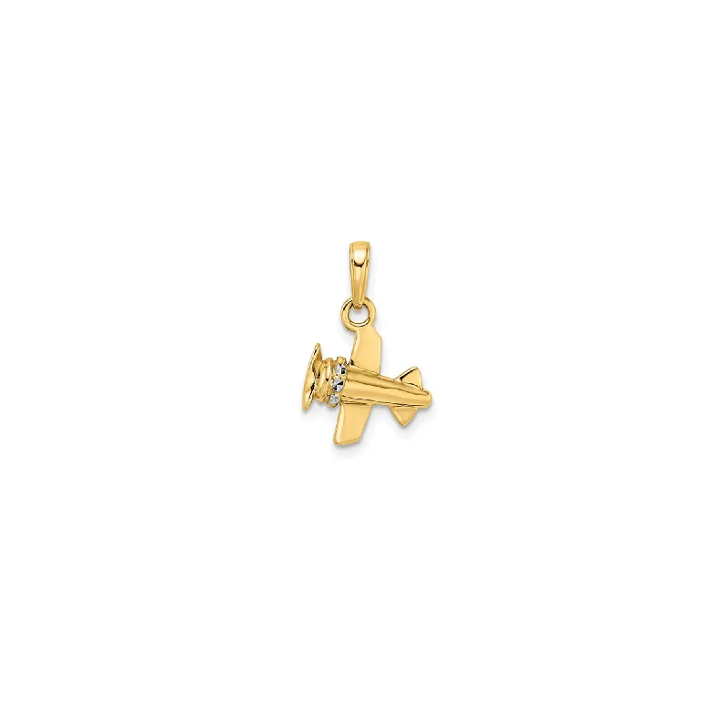 Gemstone - Encrusted Pendants with a Sparkling Centerpiece3-D Two Tone Diamond-Cuts Airplane Pendant (14K)