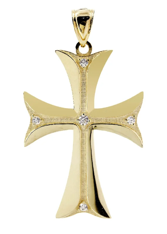 Crystal - Embellished Pendant Necklaces for a Glamorous Look10K Gold Cross Pendant  |  7.6 Grams