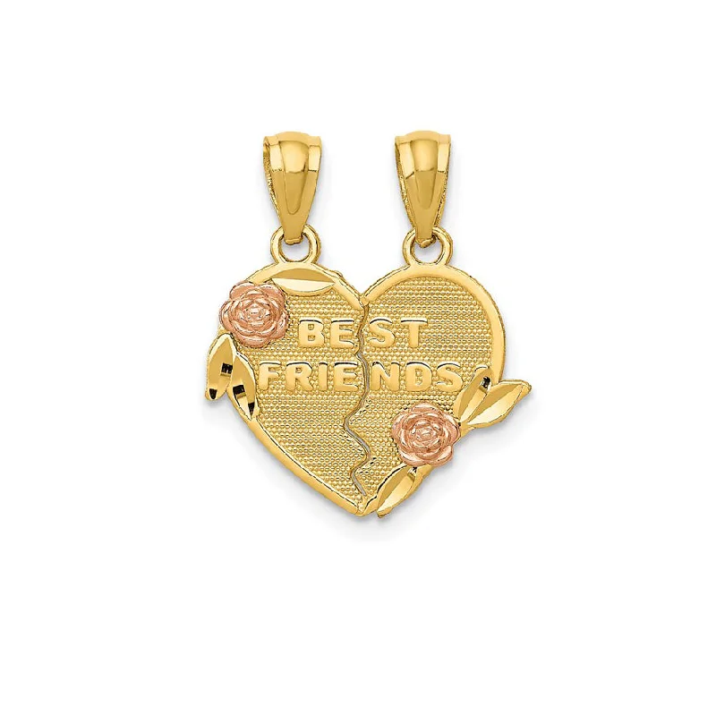 Gemstone - Encrusted Pendants with a Sparkling CenterpieceBreak Apart "Best Friends" Heart Pendant (14K)