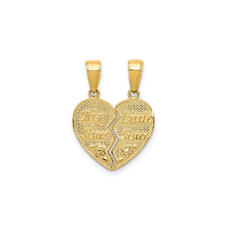 Charm Pendants with Multiple Small Decorative ElementsBreak Apart "Big and Little Sister" Heart Pendant (14K)