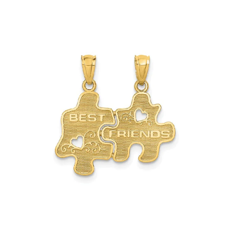 Gemstone - Encrusted Pendants with a Sparkling CenterpieceBreak Apart Puzzle Pieces "Best Friends" Pendant (14K)