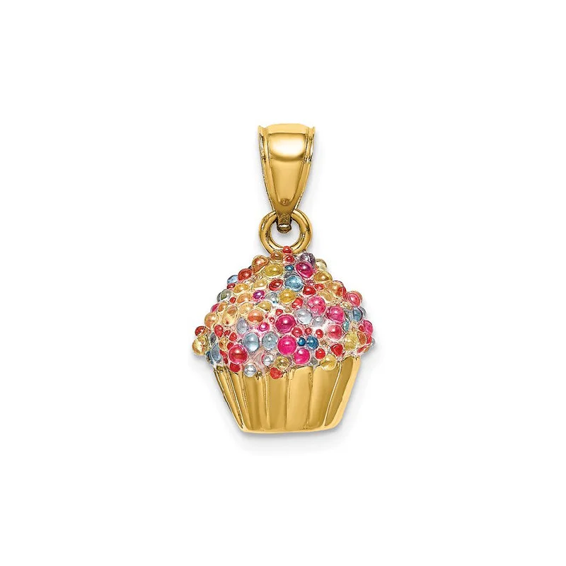 Charm Pendants with Multiple Small Decorative ElementsColored Bead Cupcake Pendant (14K)