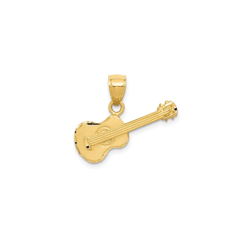 Charm Pendants with Multiple Small Decorative ElementsDiamond-Cut Guitar (14K)