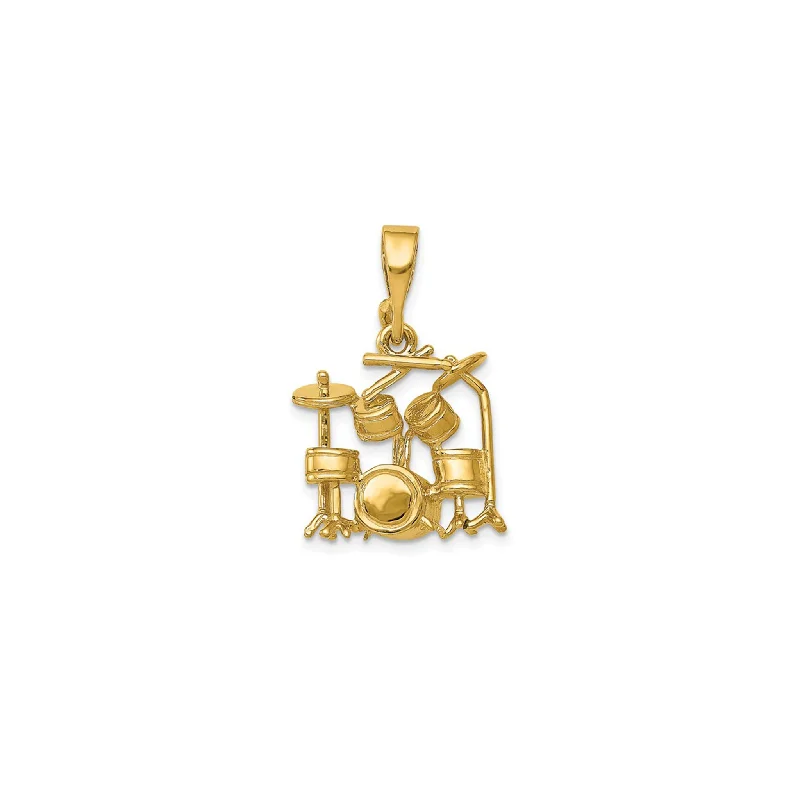 Religious Pendants with Cross or Star of David DesignsTiny 3-D Drum Set Pendant (14K)