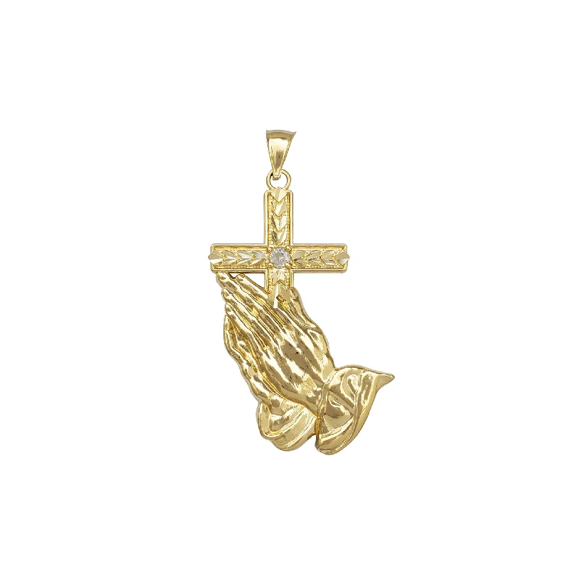 Charm Pendants with Multiple Small Decorative ElementsCross & Praying Hands Pendant (14K)