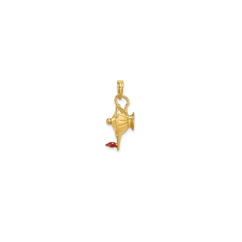 Religious Pendants with Cross or Star of David DesignsEnameled Genie Lamp Charm (14K)