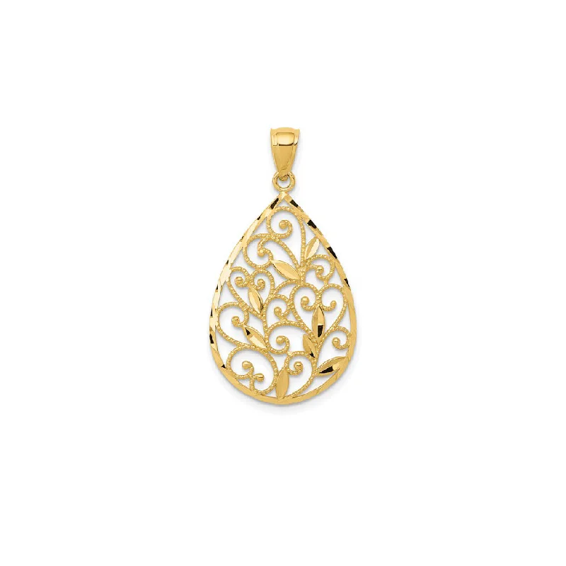 Religious Pendants with Cross or Star of David DesignsFiligree Teardrop Pendant (14K)