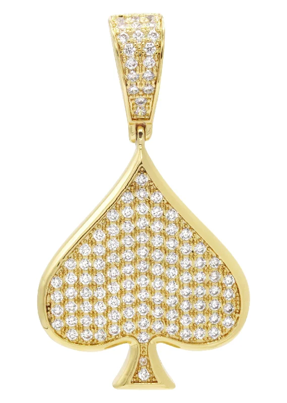 Crystal - Embellished Pendant Necklaces for a Glamorous LookMens Gold Plated Ace of Spades Pendant | 7.9 Grams