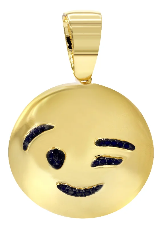 Nature - Inspired Pendant Necklaces with Leaf or Flower DesignsMens Gold Plated Emoji Pendant | 6.3 Grams