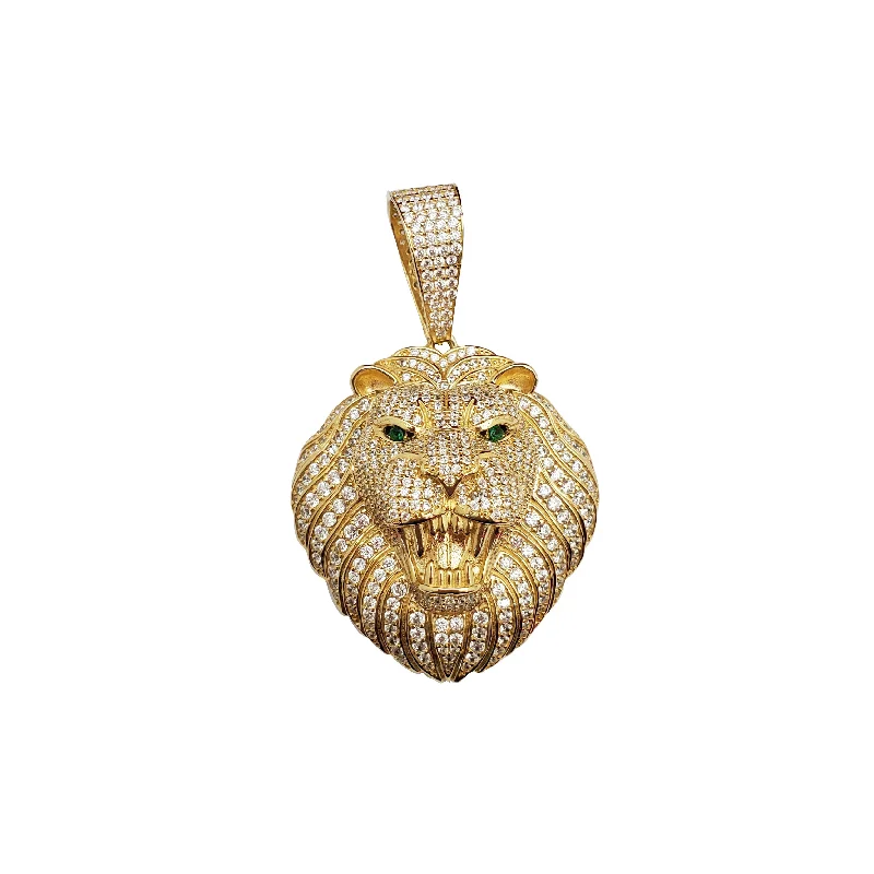 Charm Pendants with Multiple Small Decorative ElementsIced-Out Lion Pendant (14K)