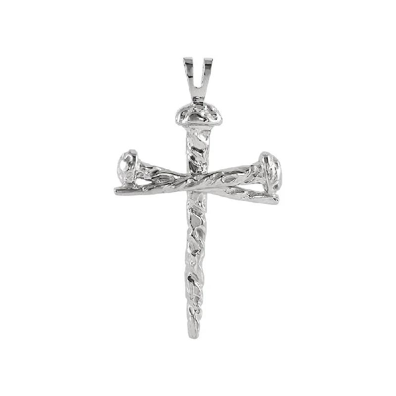 Gemstone - Encrusted Pendants with a Sparkling CenterpieceMen's 14k White Gold Polished Nail Cross Pendant