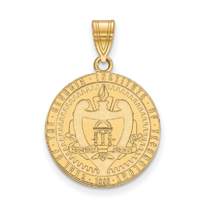 Religious Pendants with Cross or Star of David Designs14k Gold Plated Silver Georgia Technology Large Crest Pendant