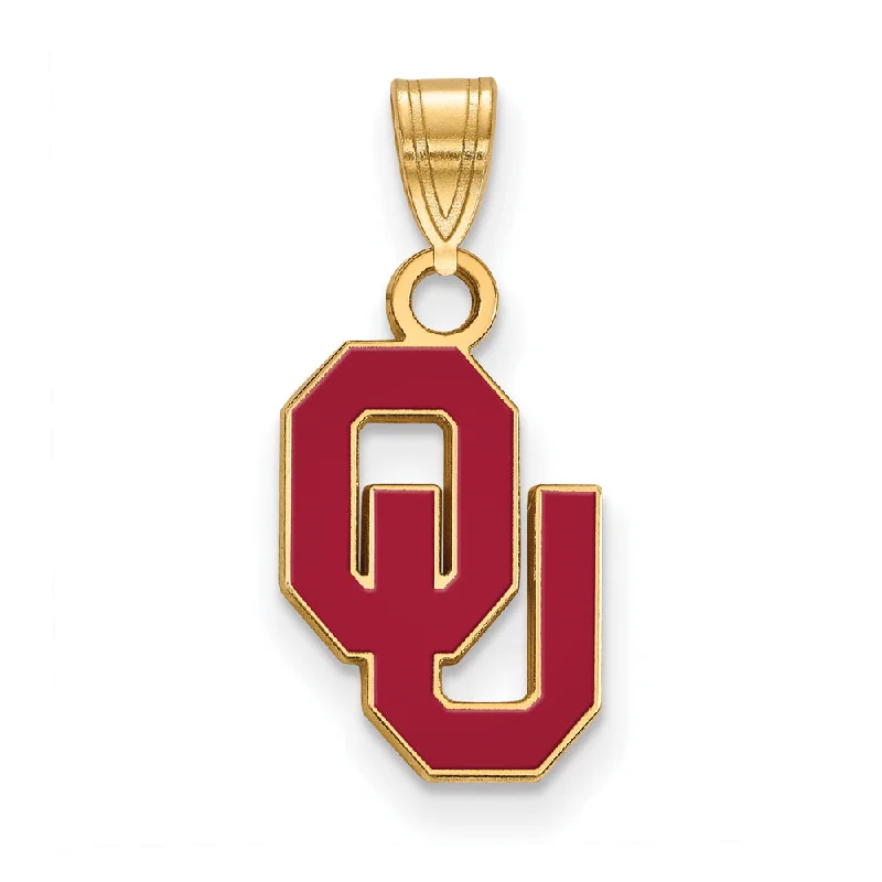 Charm Pendants with Multiple Small Decorative Elements14k Gold Plated Silver U. of Oklahoma Small Enamel Pendant